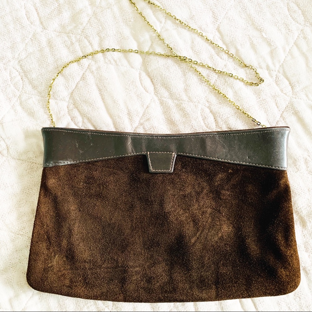 Vintage 60’s Chocolate Brown Suede Clutch Handbag